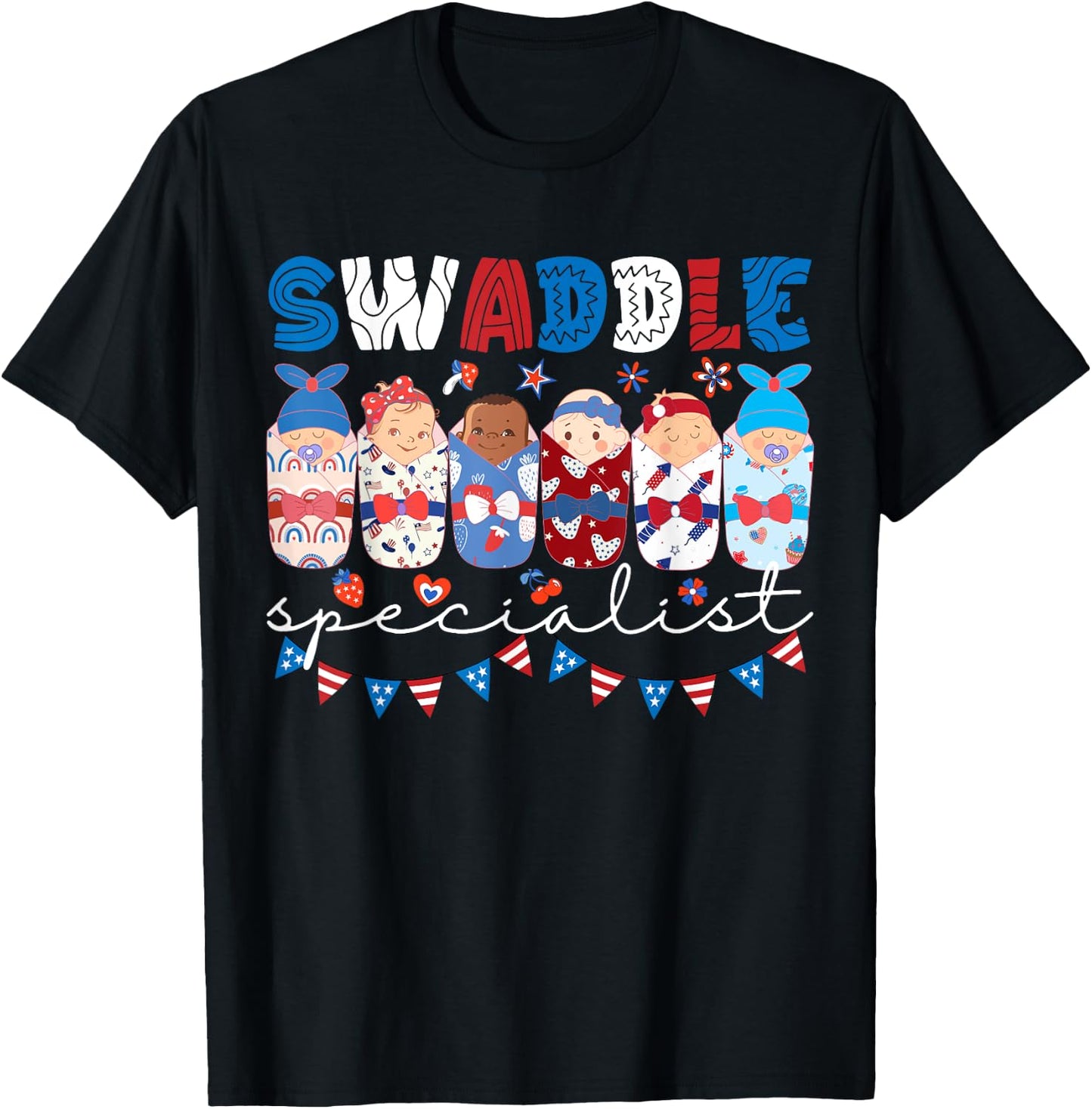 Swaddle Specialist NICU Mother Baby Nurse 4th Of July USA Men T-Shirt - T-Shirt | Black