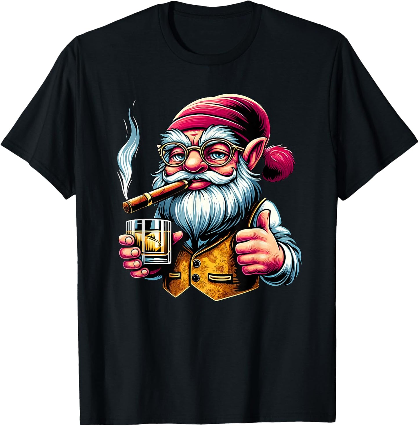 Gnome Cigar And Whiskey T-Shirt - T-Shirt | Black