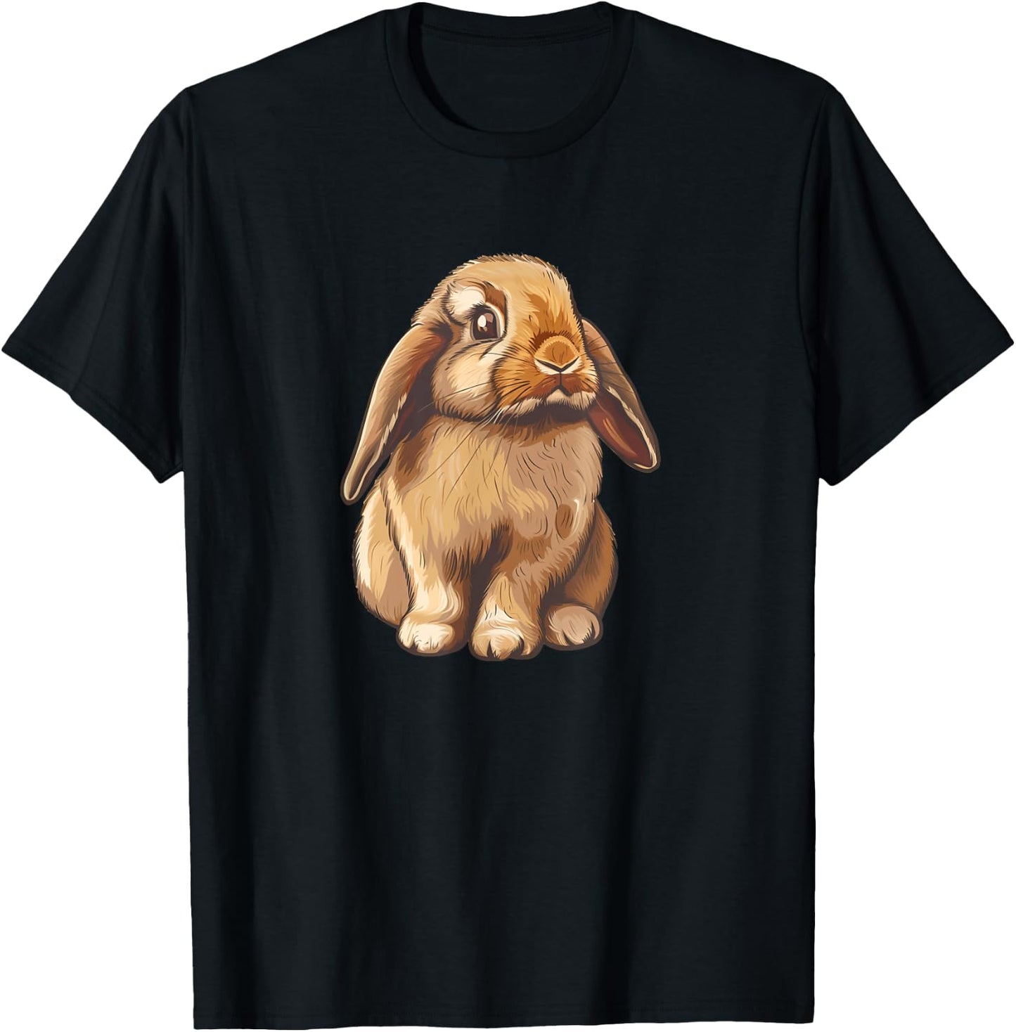 Art Illustration Mini Holland Lop Bunny Rabbit Lover T-Shirt - T-Shirt | Black