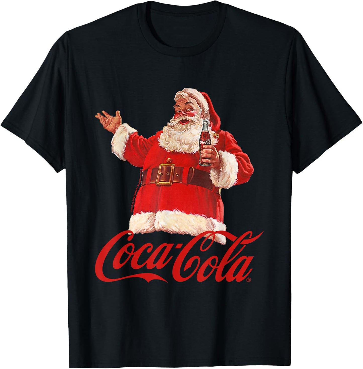 Coca Cola Christmas Santa Bottle T-Shirt - T-Shirt | Black