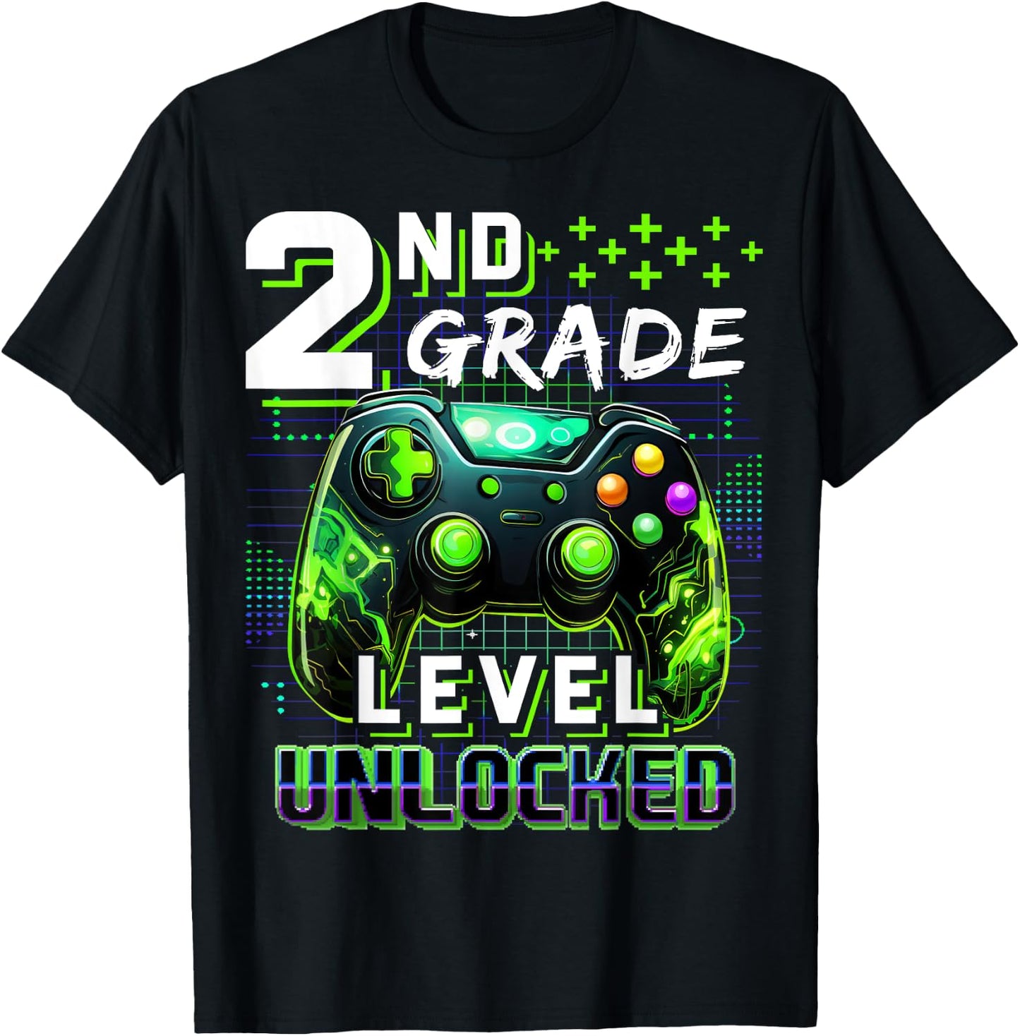 Back to School 2nd Grade Boys Gamer First Day School Level T-Shirt - T-Shirt | Black