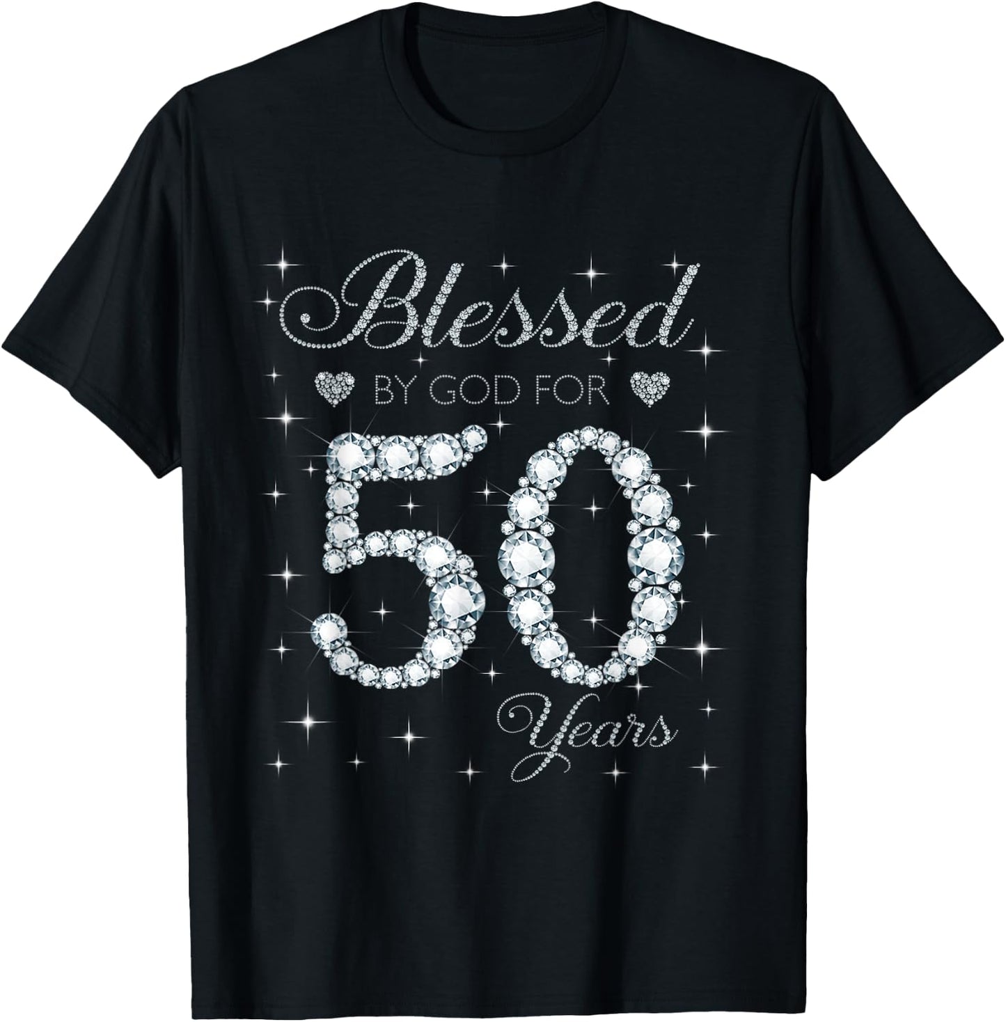 Blessed by God For 50 Years Old 50th Birthday Gift T-Shirt - T-Shirt | Black