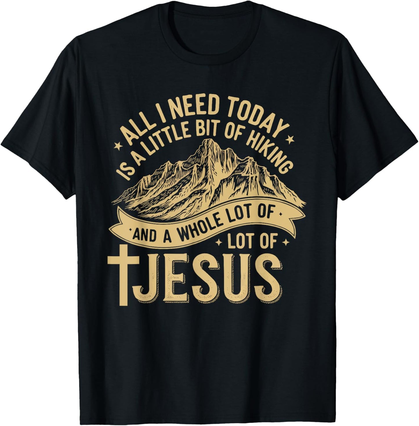 Hiking Jesus Christ Religion Christian Hiker Christianity T-Shirt - T-Shirt | Black