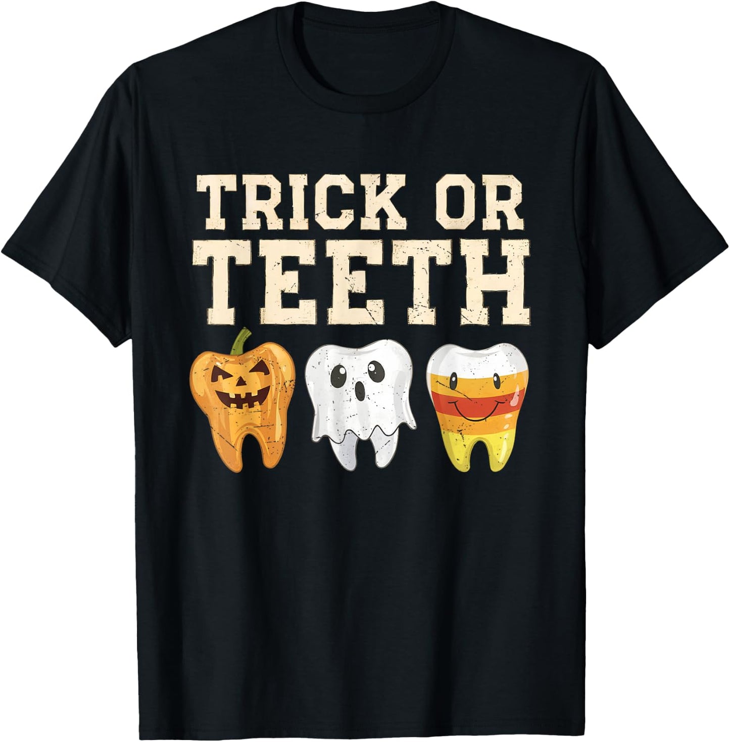 Trick Or Teeth Halloween Dental Crew Dentist Boys Girls Kids T-Shirt - T-Shirt | Black