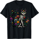 Dia De Los Muertos Cinco De Mayo Cat Sugar Skull Men Women T-Shirt - T-Shirt | Black