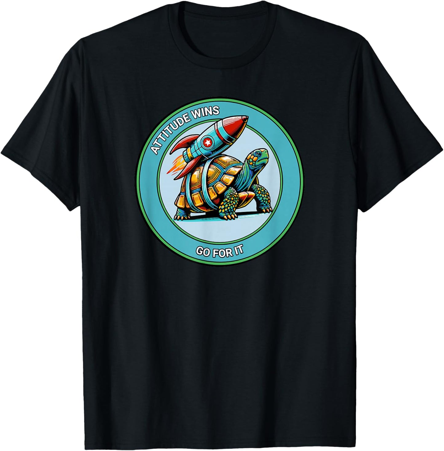 Attitude Wins Positive Motivational Statement from Turtle T-Shirt - T-Shirt | Black