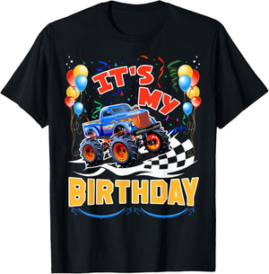 It Is My Birthday Boy Monster Truck Car Party Day Kids Cute T-Shirt - T-Shirt | Black