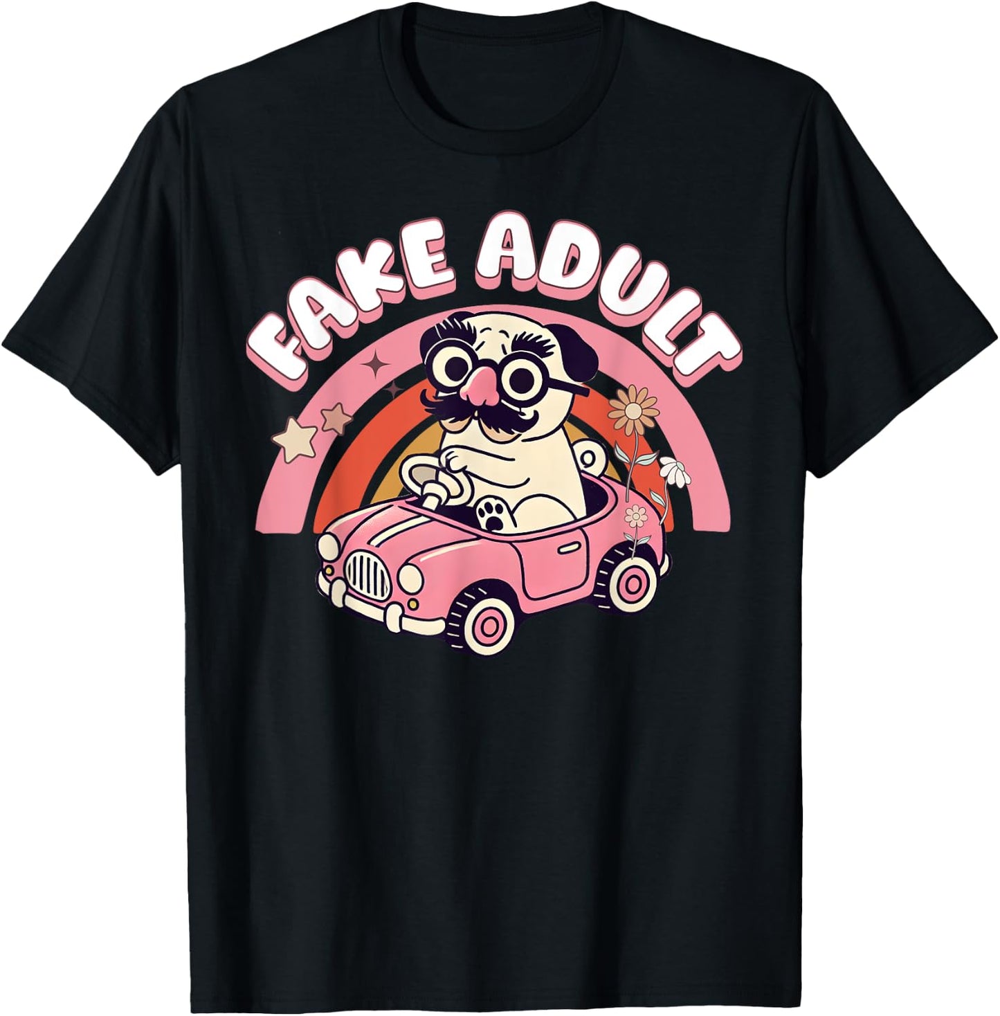 Fake Adult Ironic Humor Funny Pug Millenial Sarcastic Meme T-Shirt - T-Shirt | Black