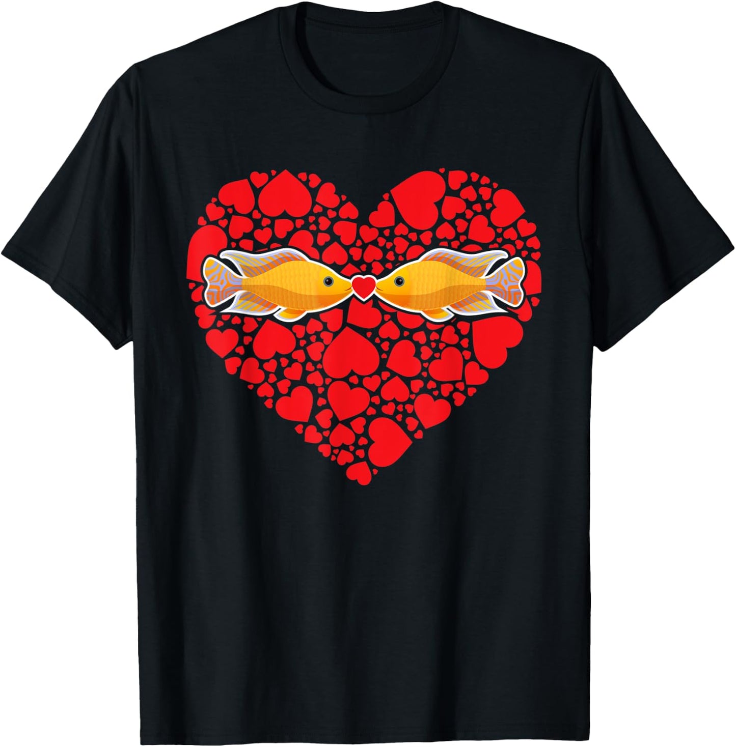 Aquarium Fish Lover Valentine's Day Gift Fish Kissing Fish T-Shirt - T-Shirt | Black