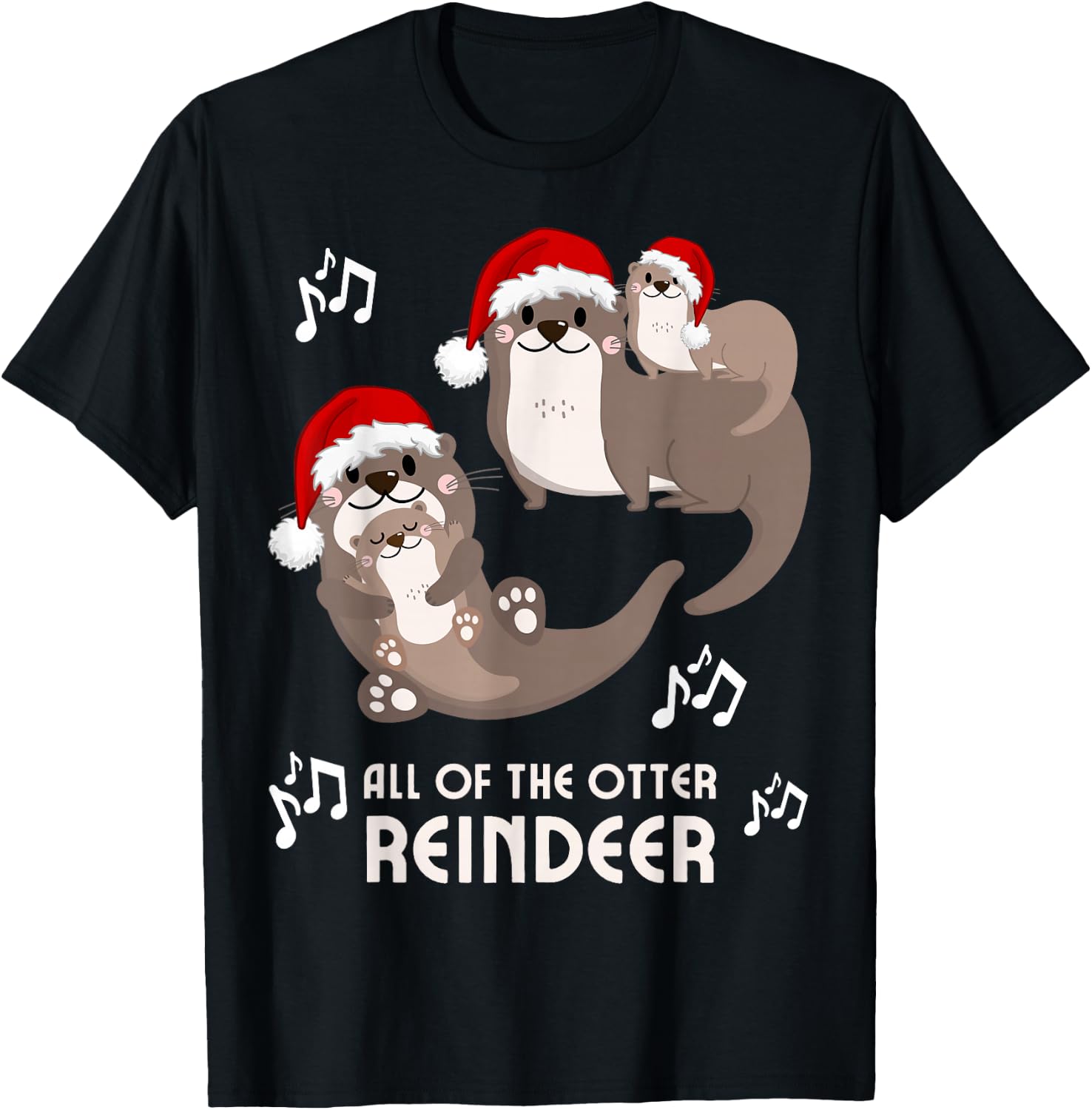 Christmas Otter Puns All of the Otter Reindeer Boys, Girls T-Shirt - T-Shirt | Black