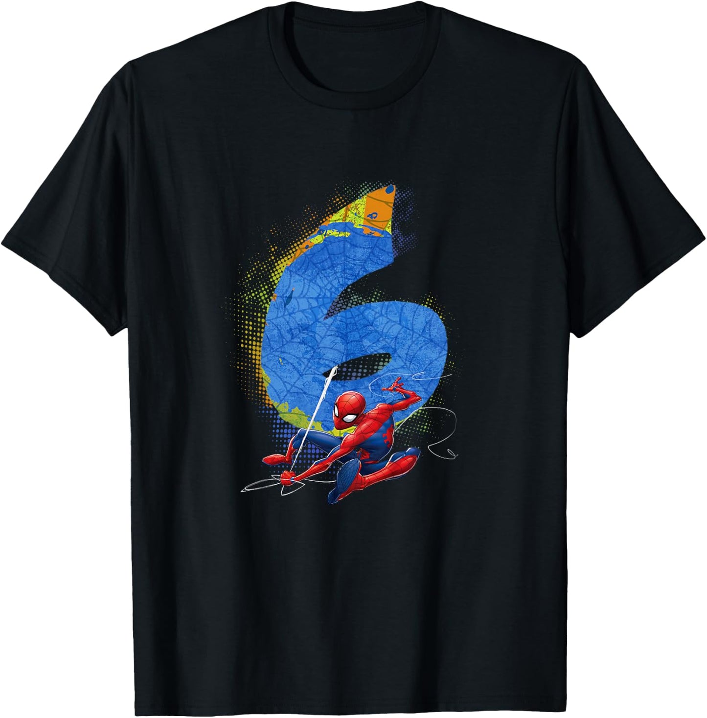 Kids Marvel Super Heroes Spider-Man 6 Year Old Sixth Birthday T-Shirt - T-Shirt | Black