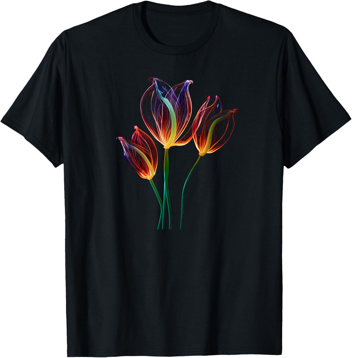 Flowers, Tulip, Art, Color, Love, Cute, Minimal, Fashion T-Shirt - T-Shirt | Black