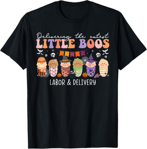 Delivering The Cutest Boos Labor & Delivery Nurse Halloween T-Shirt - T-Shirt | Black