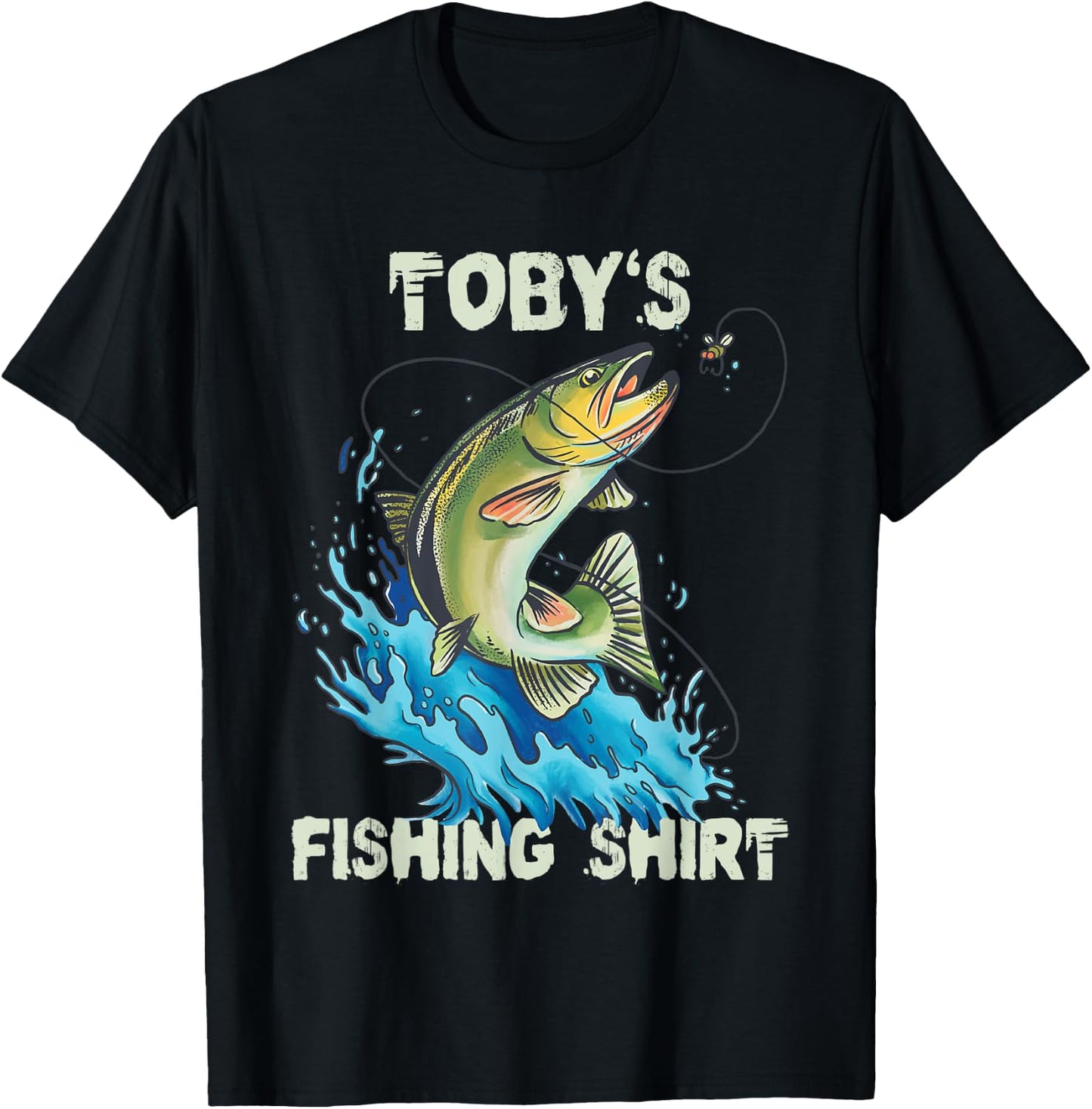 Toby's Fishing Shirt - Personalized Fishing T-Shirt - T-Shirt | Black