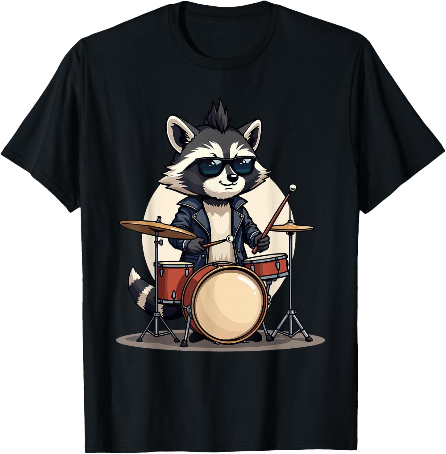 Drum & Drummer Gifts for Boys, Men & Youth | Drummer & Drums | Musician, Funny Raccoon & Music Drumming T-Shirt - T-Shirt | Black