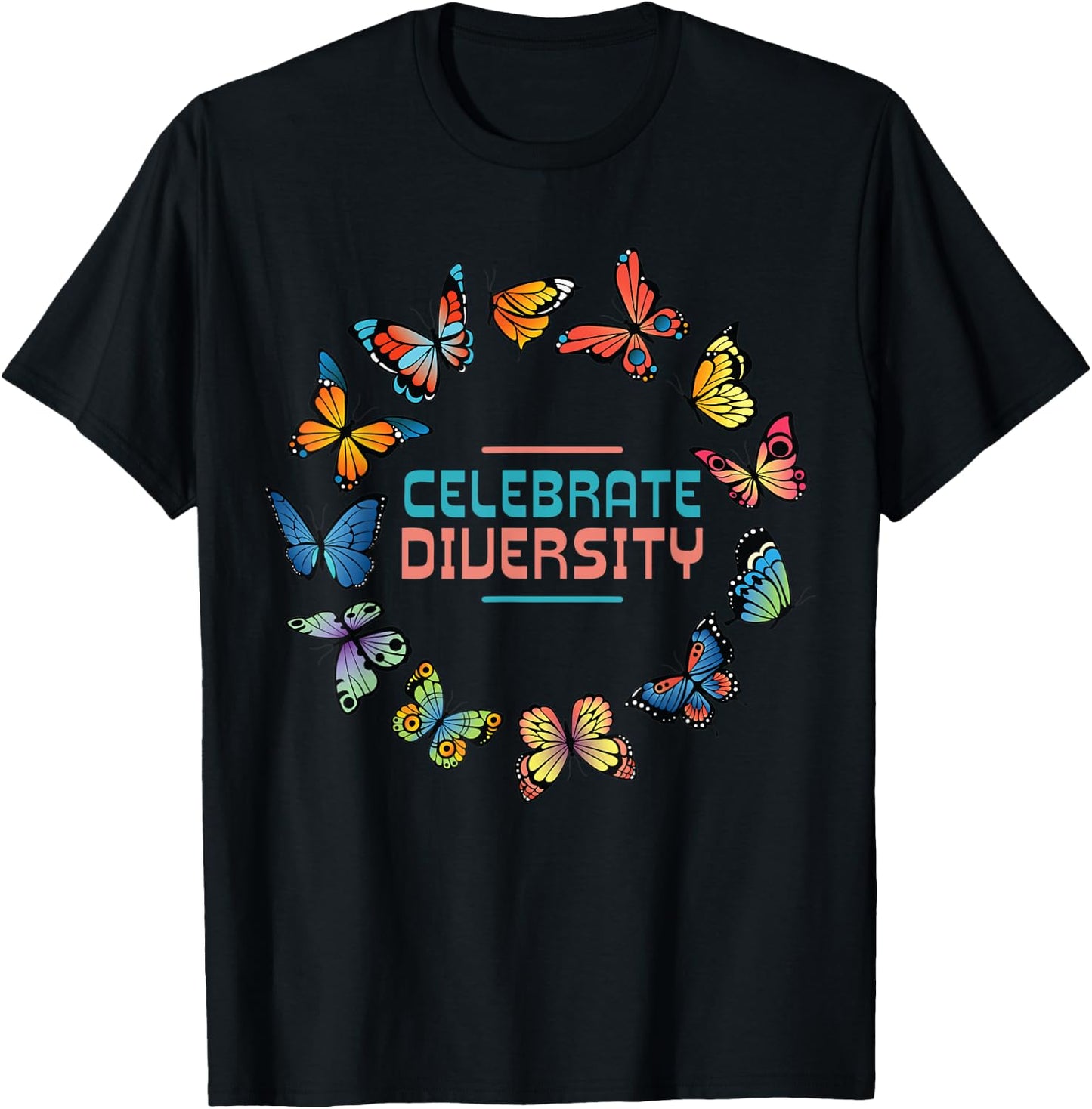 Butterfly Gifts Celebrate Diversity Girl Butterfly T-Shirt - T-Shirt | Black