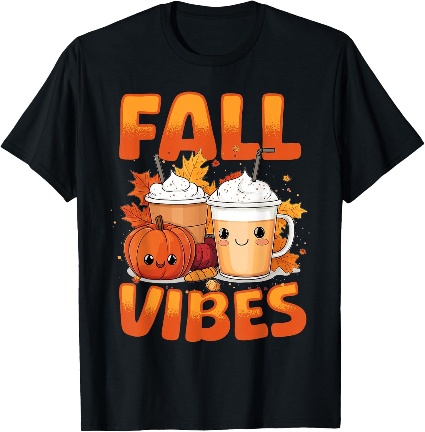 Pumpkin Spice Latte Fall Season Fall Vibes T-Shirt - T-Shirt | Black