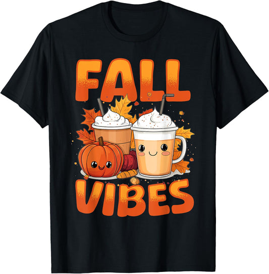 Pumpkin Spice Latte Fall Season Fall Vibes T-Shirt - T-Shirt | Black