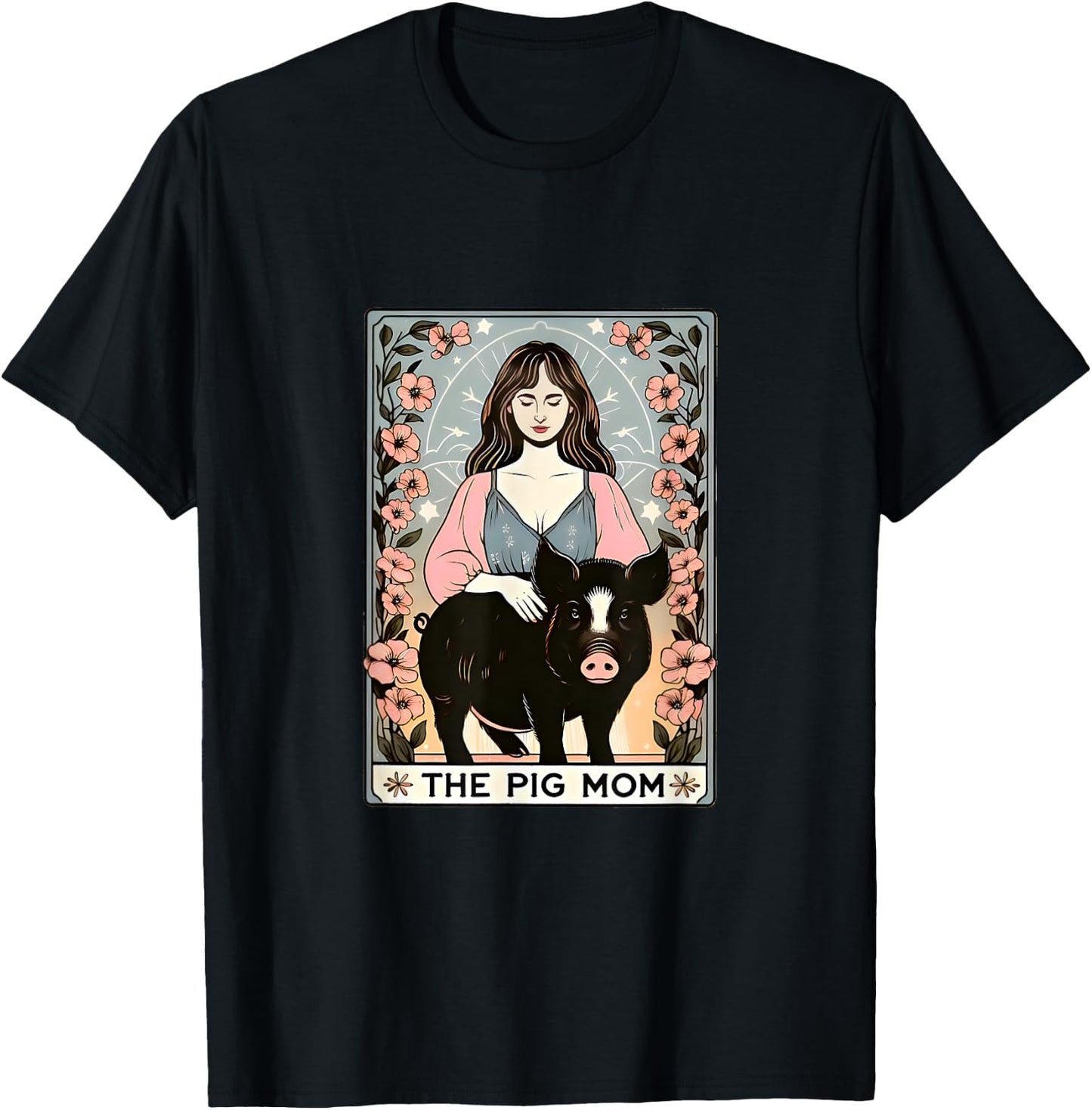 Pig mom mini pig potbelly pig tarot farm T-Shirt - T-Shirt | Black