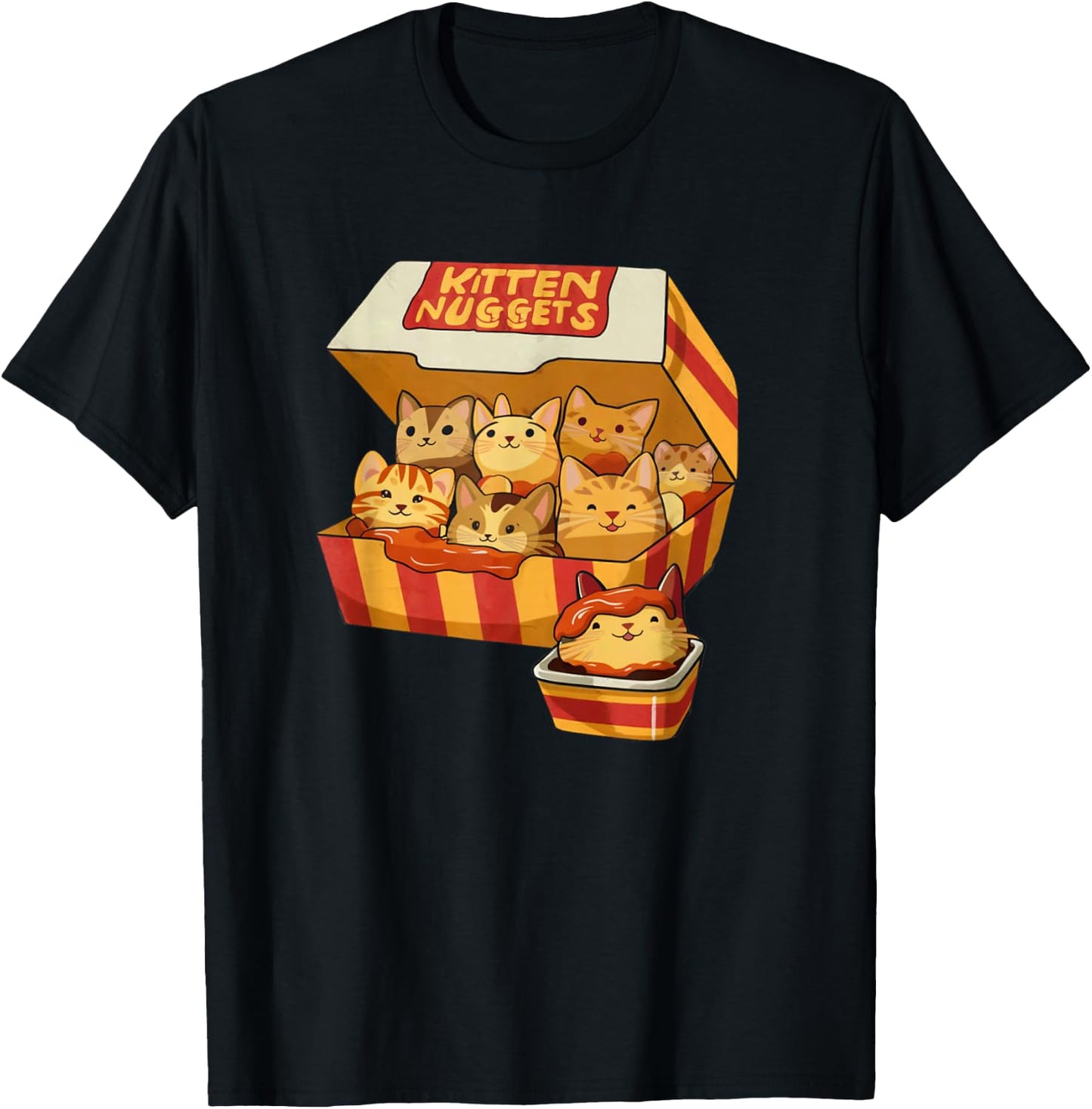 Kitten Nuggets Funny Cat Lover Pun T-Shirt - T-Shirt | Black
