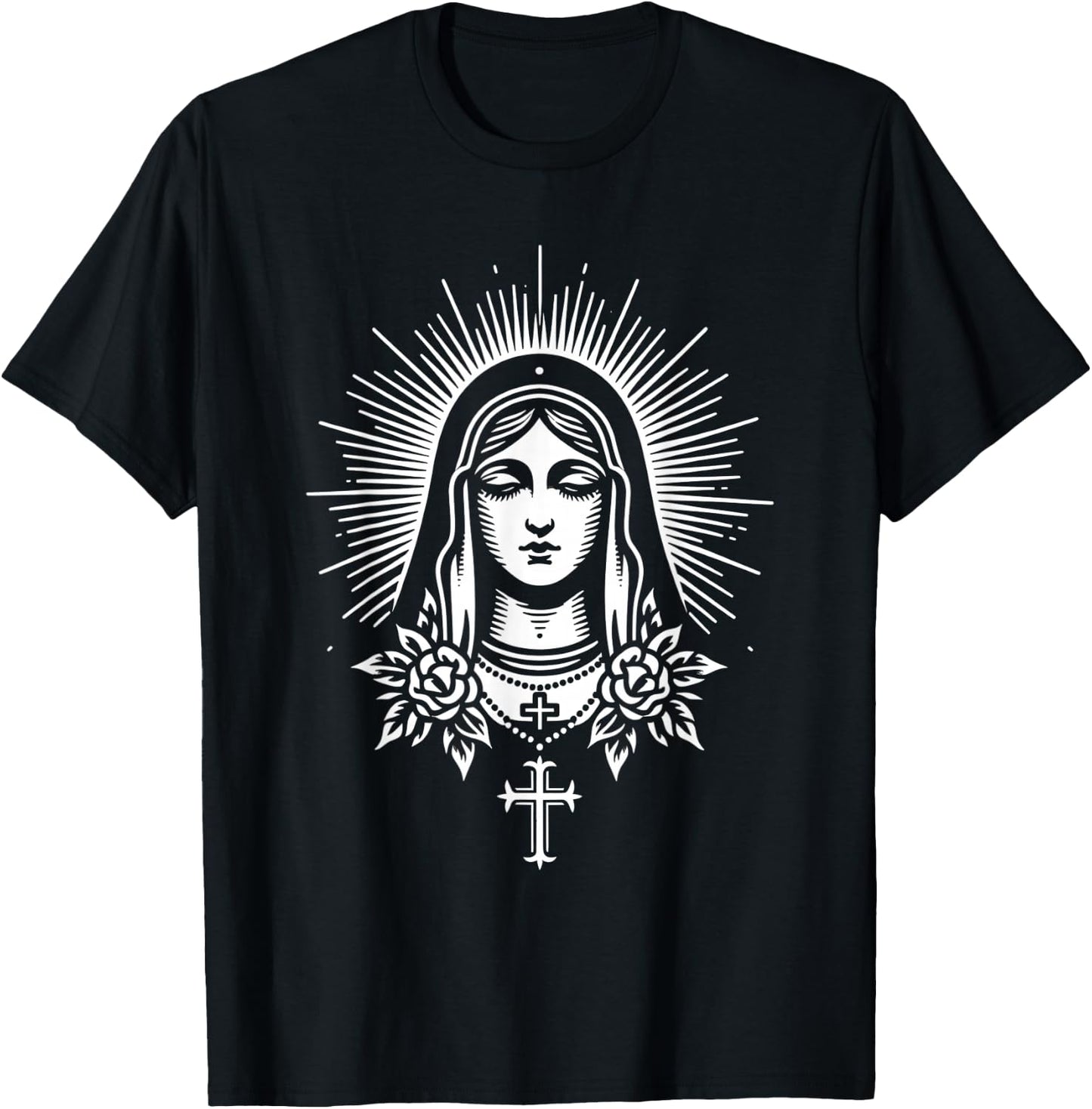 Mother Mary Mama Mary Traditional Tattoo Artist Inked T-Shirt - T-Shirt | Black