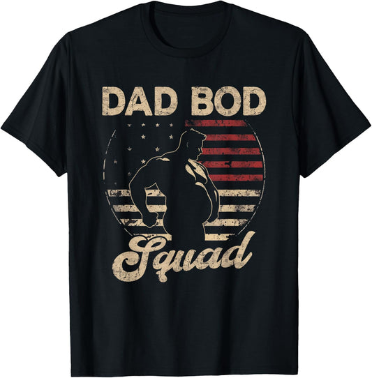 Dad Bod Squad Flag US Beer Belly Posing Father's Day T-Shirt - T-Shirt | Black