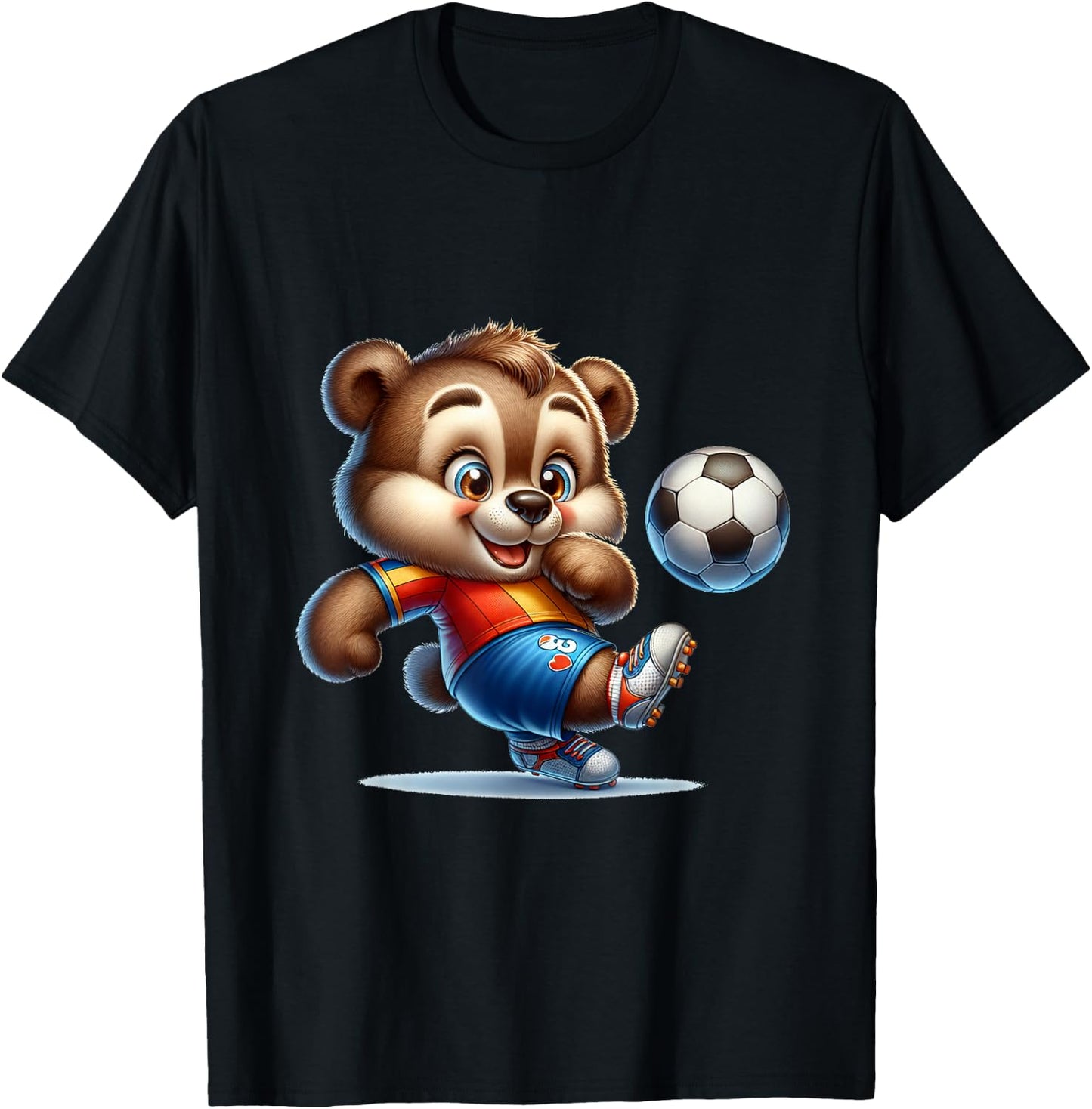 Cute Soccer Player Bear T-Shirt - T-Shirt | Black