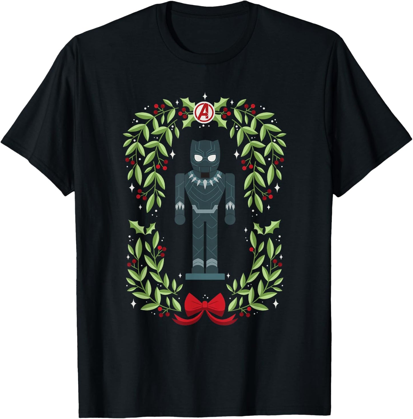 Marvel Holiday Christmas Avengers Black Panther Nutcracker T-Shirt - T-Shirt | Black