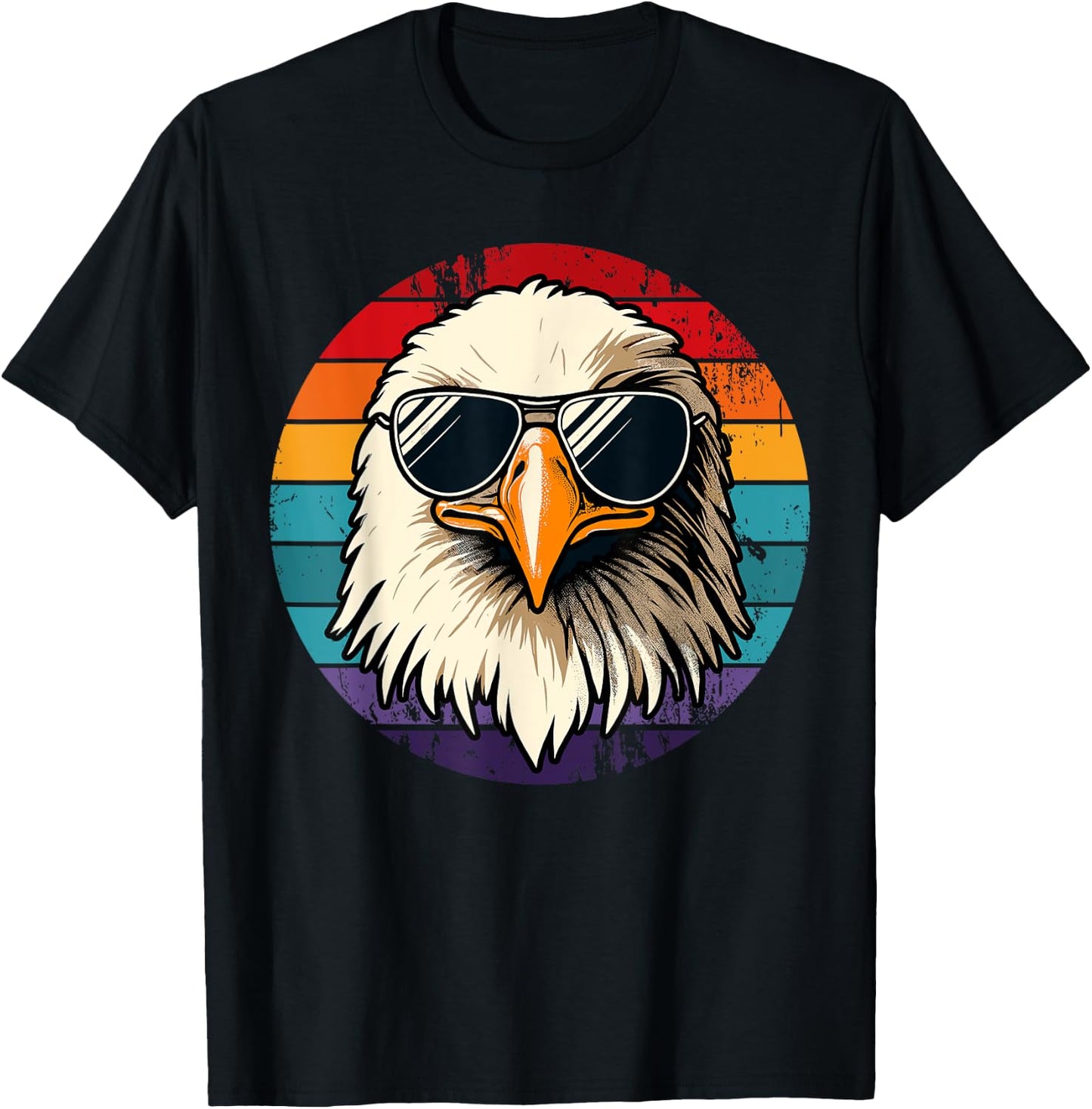 Bald Eagle in Sunglasses Men Women Kids Funny Eagle T-Shirt - T-Shirt | Black