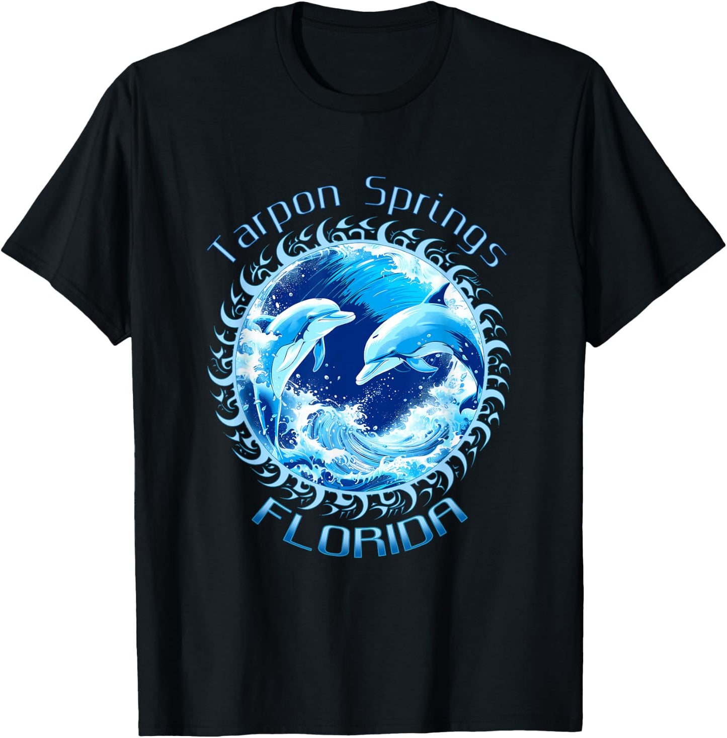 Cute Ocean Dolphin Lovers Tarpon Springs Florida Vacation T-Shirt - T-Shirt | Black