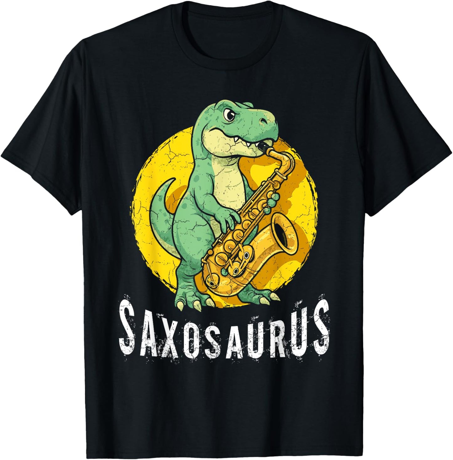 Saxosaurus Saxophone Player Saxophonist Jazz Music Lover T-Shirt - T-Shirt | Black