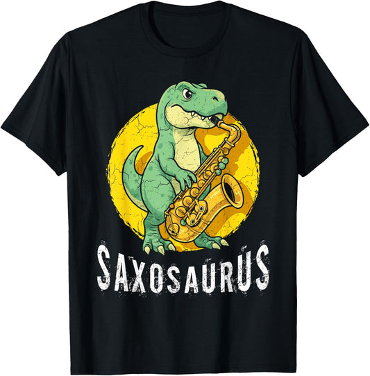 Saxosaurus Saxophone Player Saxophonist Jazz Music Lover T-Shirt - T-Shirt | Black