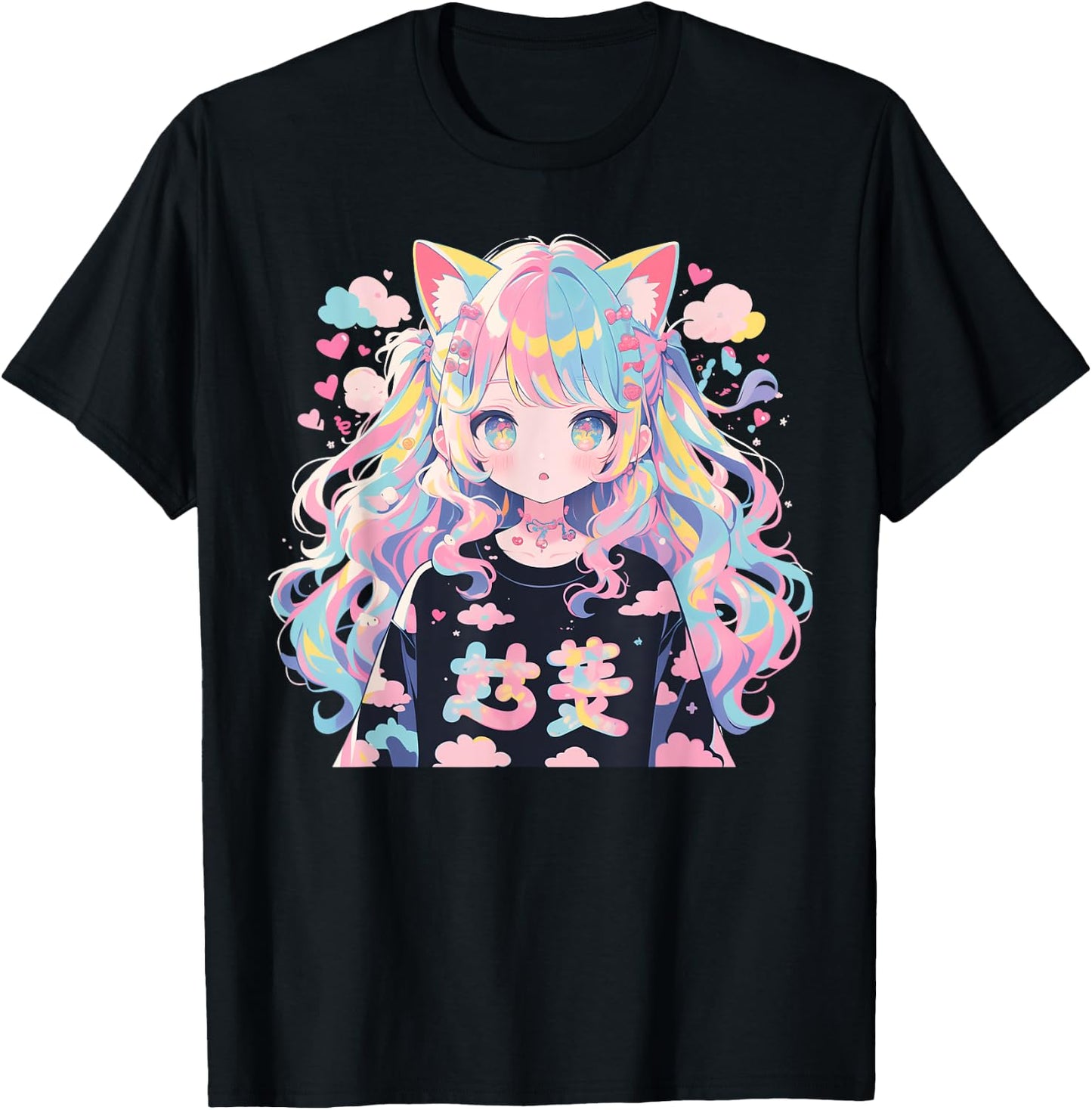 Anime Waifu Cute Anime manga Cat Girl Sweet Retro Japan T-Shirt - T-Shirt | Black