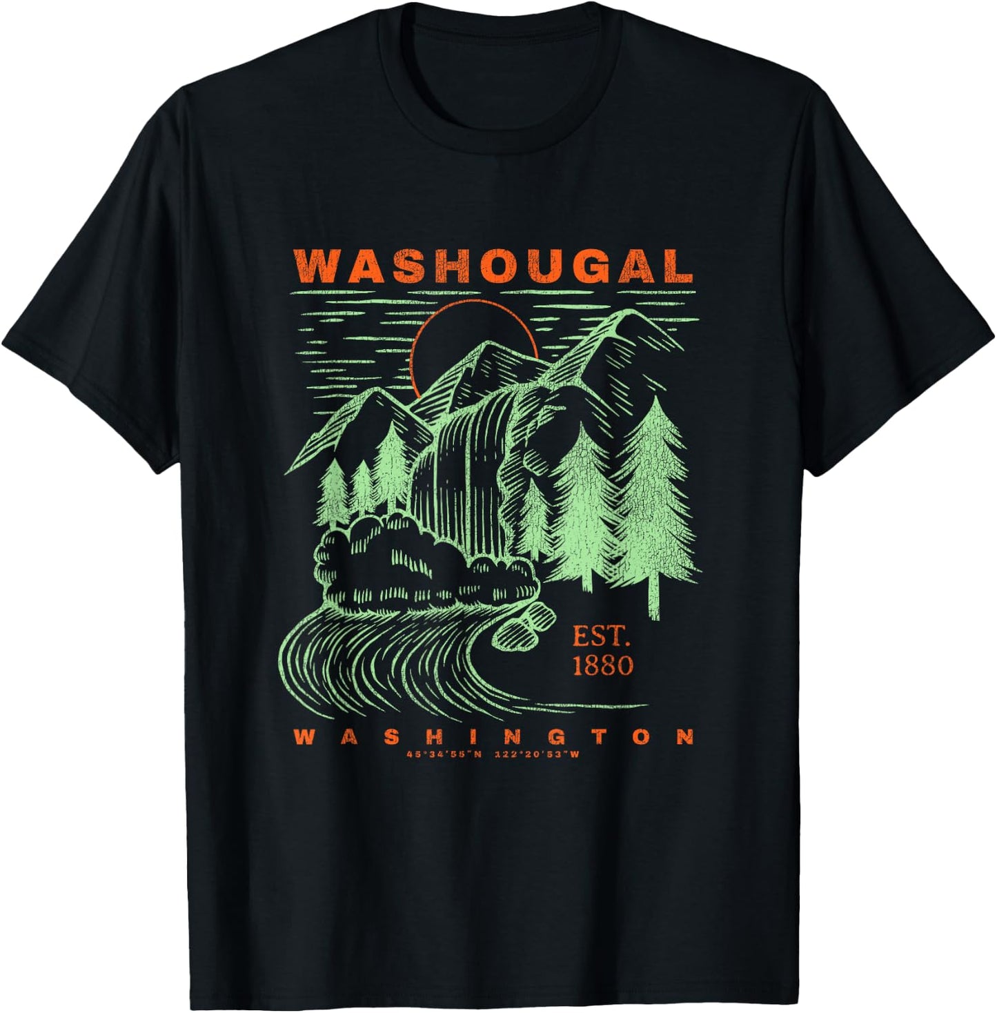 Washougal Washington Cool Travel Souvenir Rustic Washougal T-Shirt - T-Shirt | Black