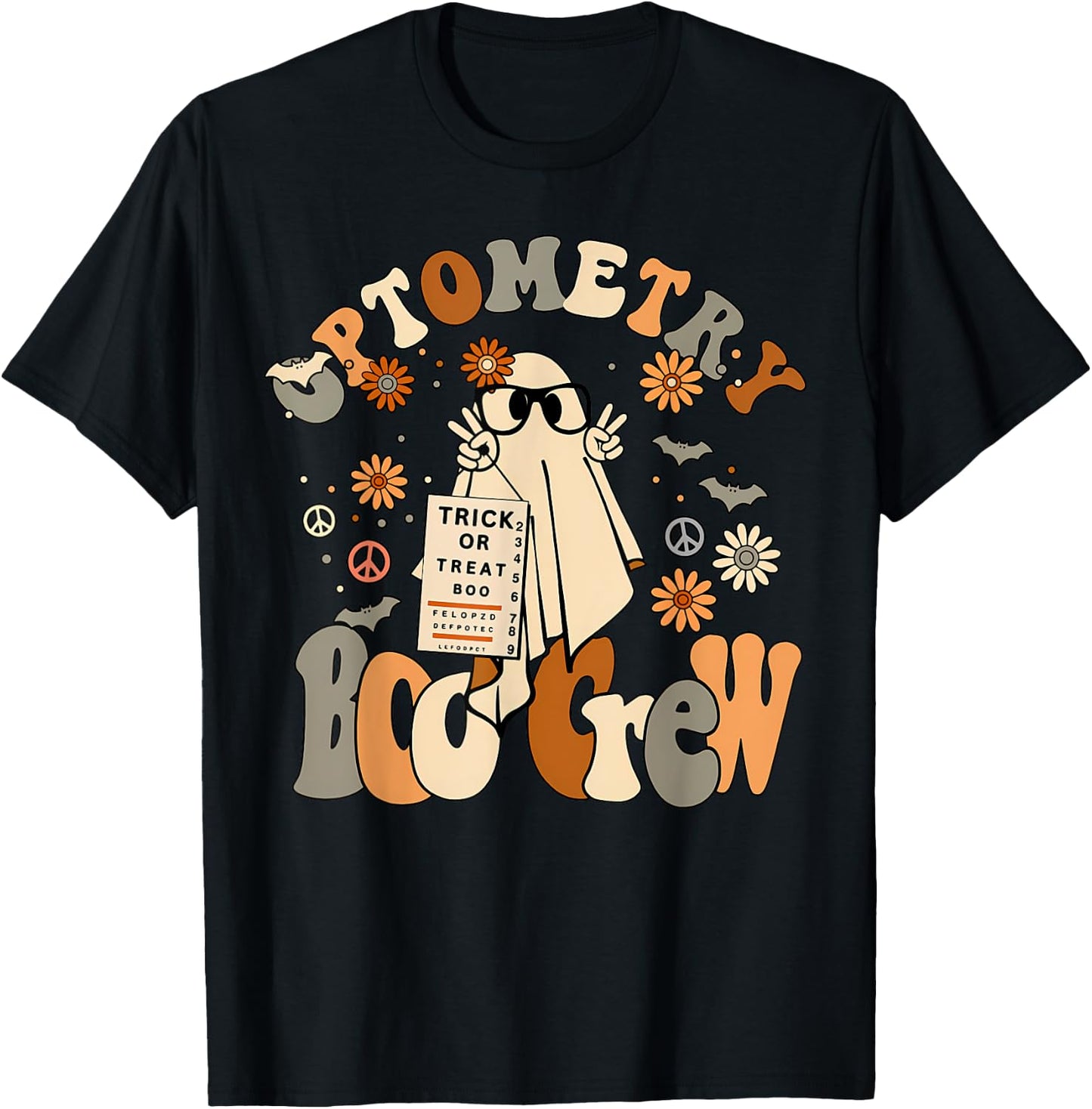 Spooky Optometry Boo Crew Ghost Halloween Eye Doctor T-Shirt - T-Shirt | Black