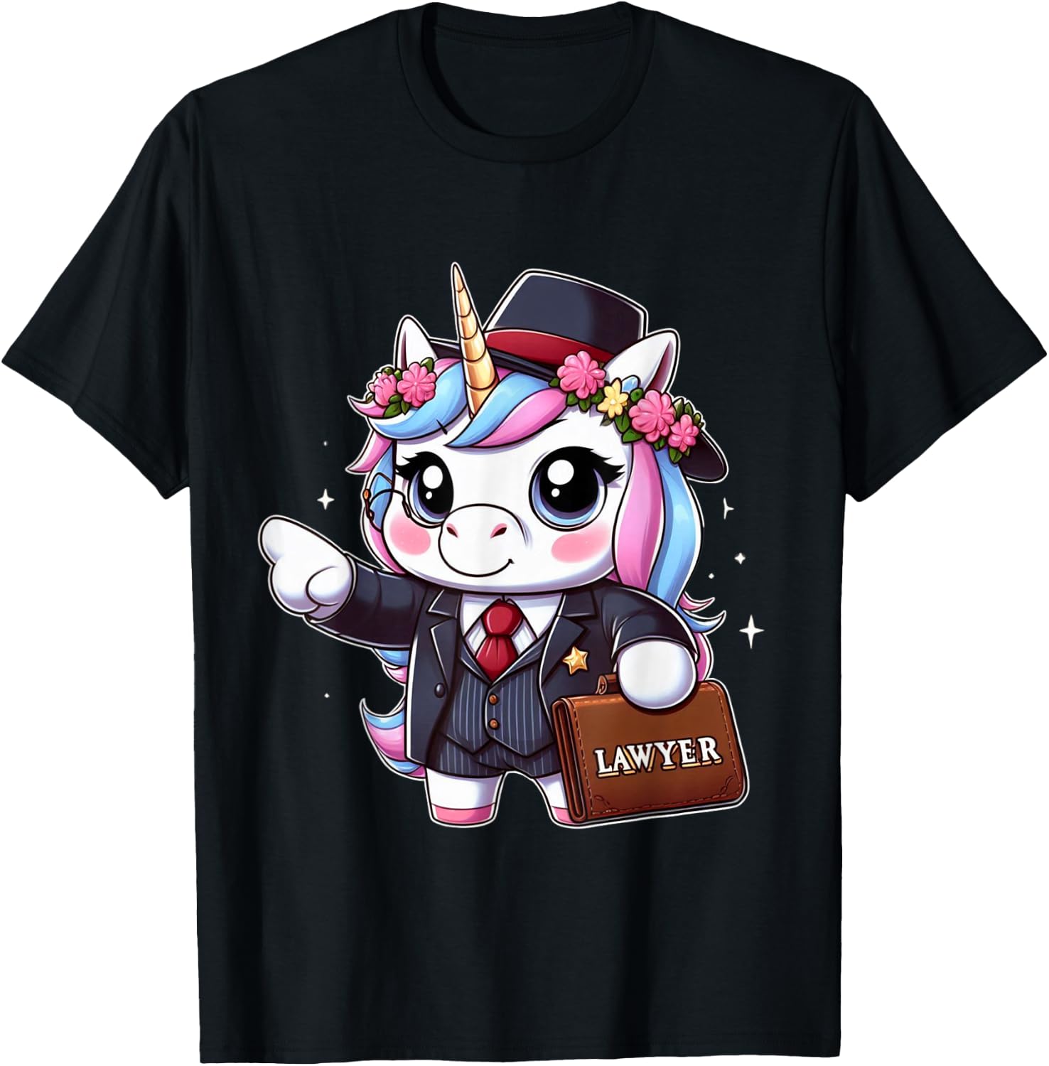 Lawyer Unicorn Kids Girls Women Rainbow Lawyers T-Shirt - T-Shirt | Black