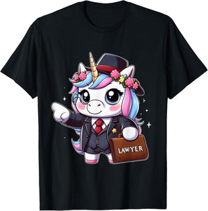 Lawyer Unicorn Kids Girls Women Rainbow Lawyers T-Shirt - T-Shirt | Black