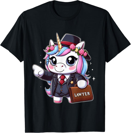 Lawyer Unicorn Kids Girls Women Rainbow Lawyers T-Shirt - T-Shirt | Black
