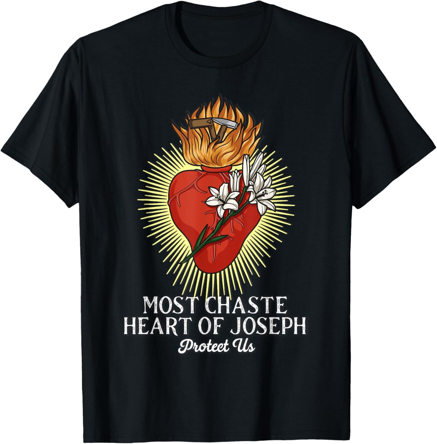 The Most Chaste Heart of Saint Joseph Traditional Catholic T-Shirt - T-Shirt | Black