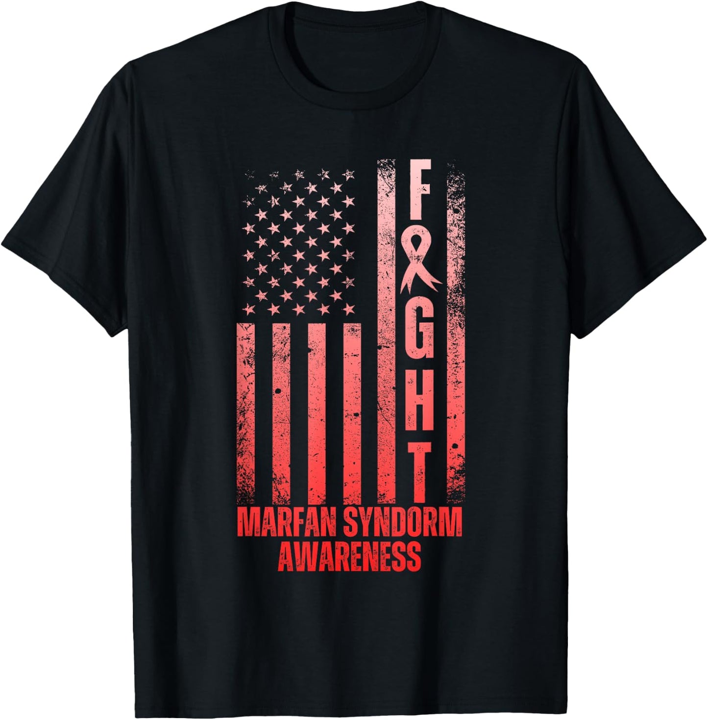 Fight Marfan Syndrome Awareness Fighters Wear Red Messy Bun T-Shirt - T-Shirt | Black