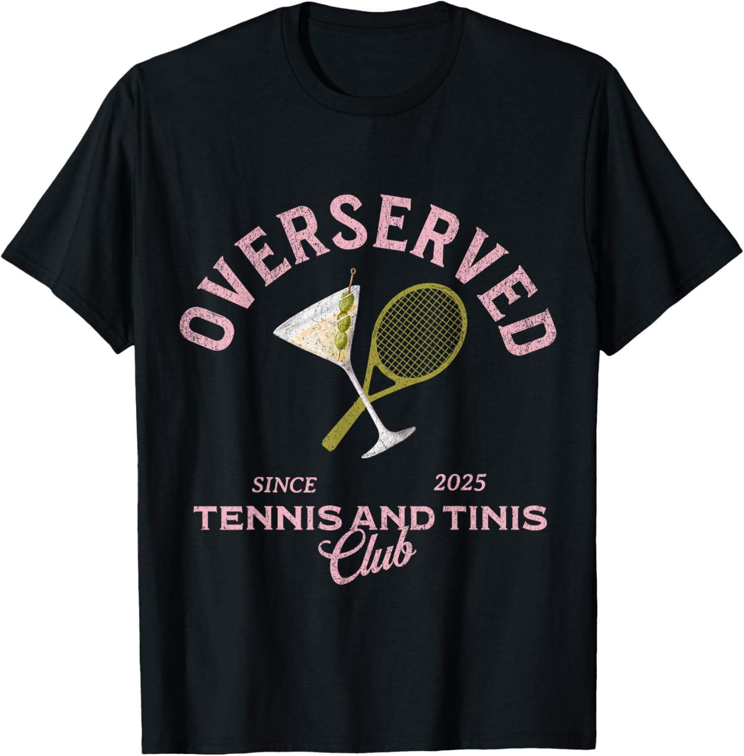 Overserved tennis and tinis 2025 bachelorette girls trip T-Shirt - T-Shirt | Black