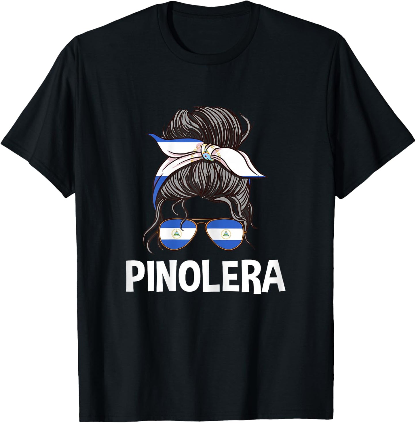 Pinolera Messy Bun Chica Nicaragua Women Nicaraguan Pride T-Shirt - T-Shirt | Black