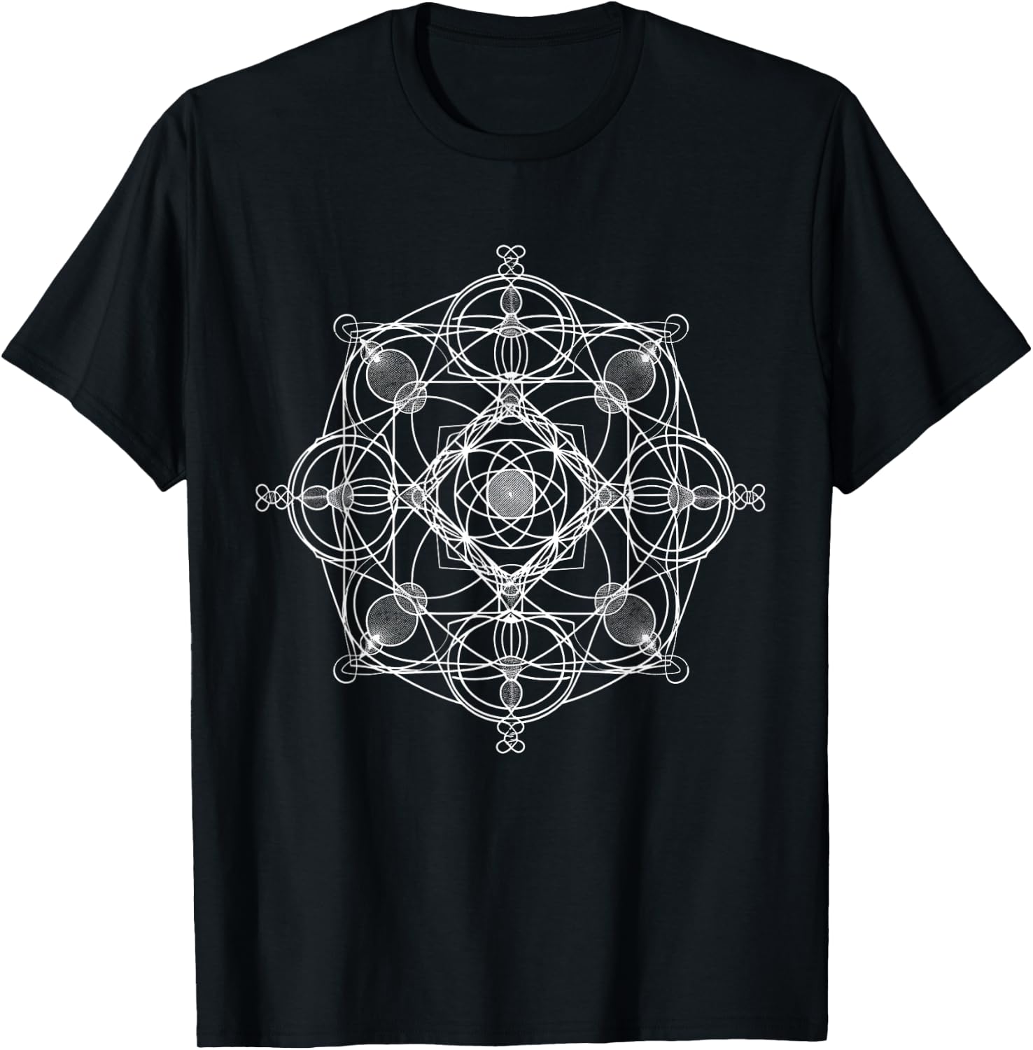 Sacred Geometry Metatron Cube Spiritual Yoga T-Shirt - T-Shirt | Black