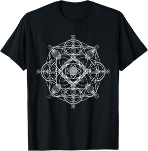 Sacred Geometry Metatron Cube Spiritual Yoga T-Shirt - T-Shirt | Black