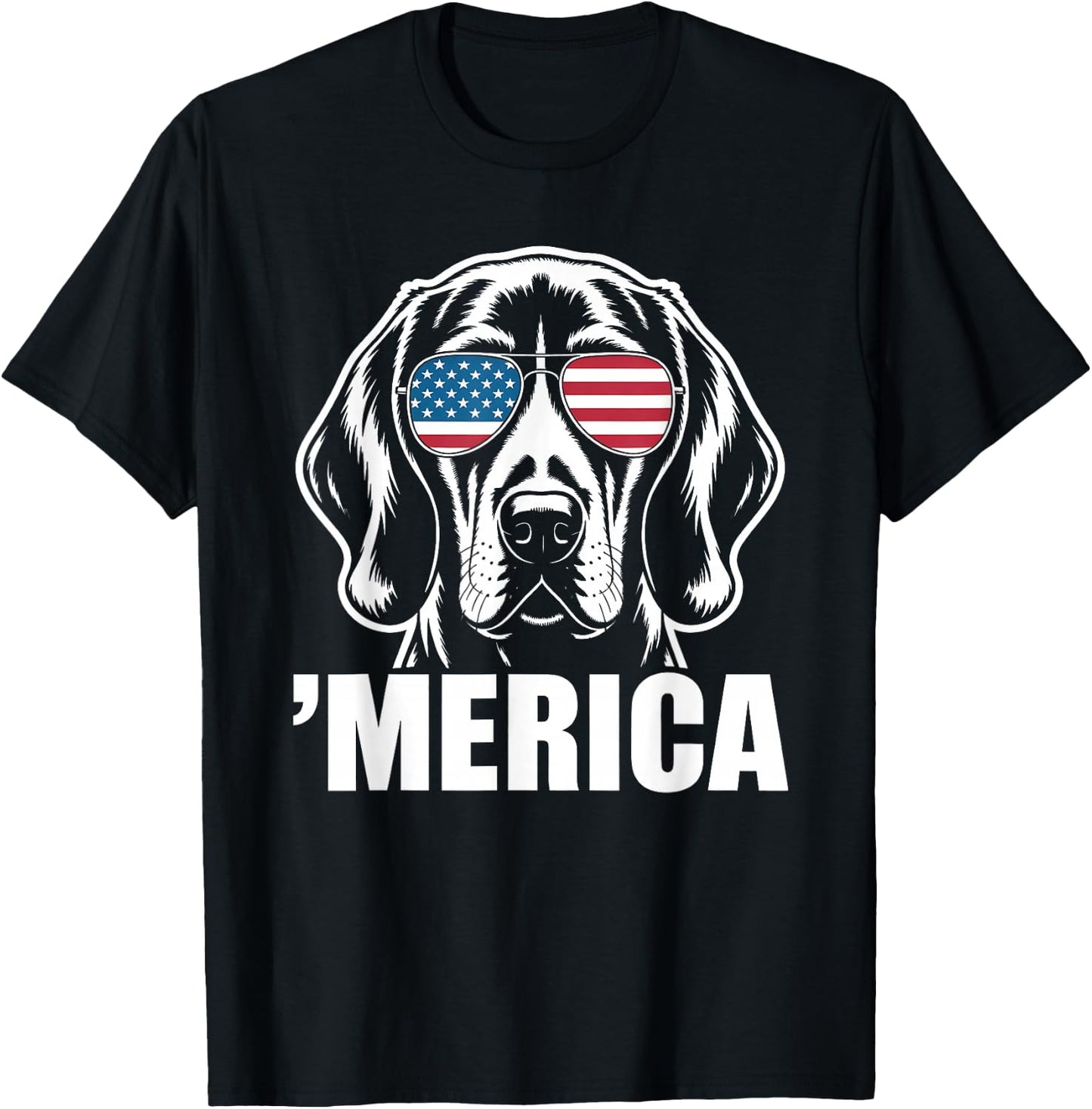 Patriotic USA American Flag 4th of July Redbone Coonhound T-Shirt - T-Shirt | Black