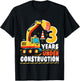 Kids 3 Years Under Construction Boy Three Year Old 3rd Birthday T-Shirt - T-Shirt | Black
