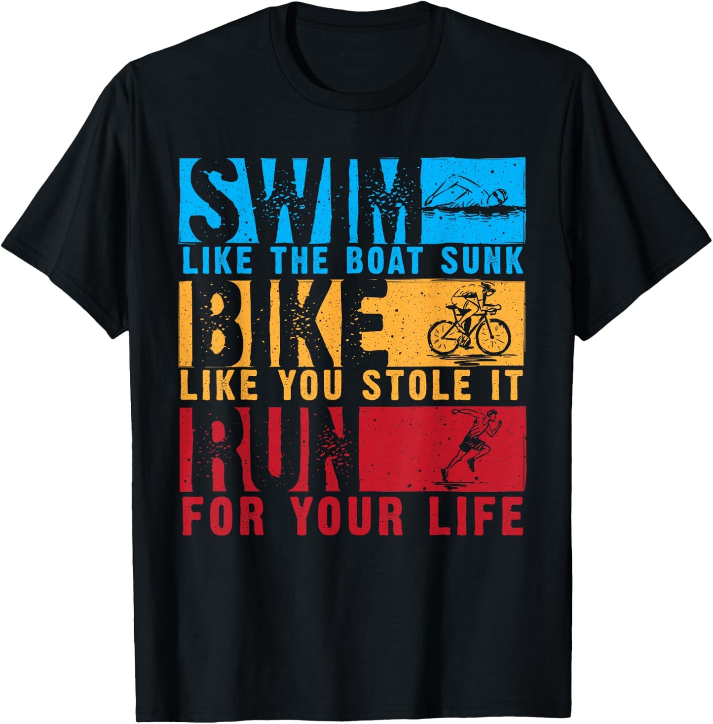 Cool Triathlon Women Boat Swim Bike Run Triathlete T-Shirt - T-Shirt | Black