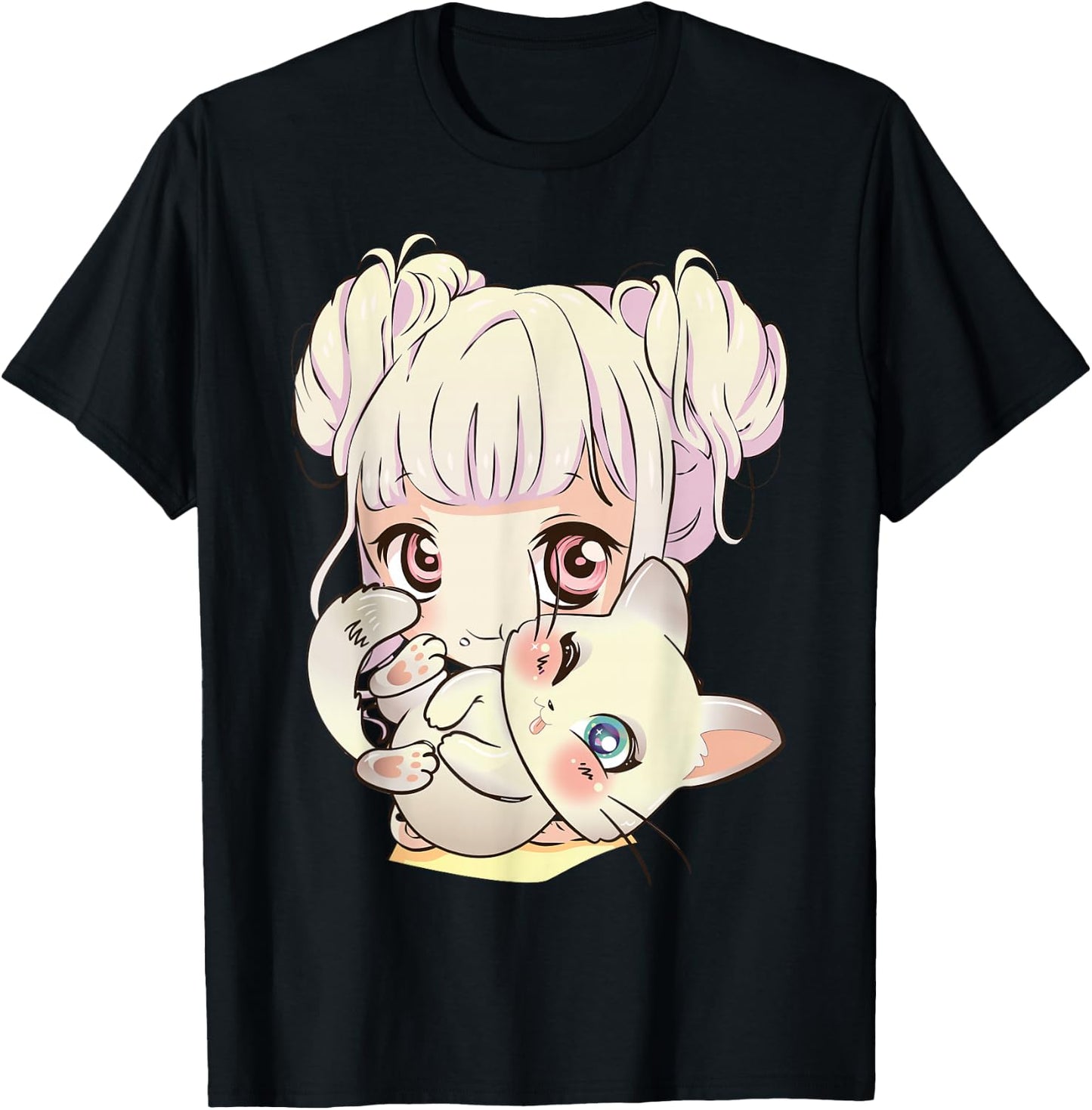 Cute Anime and Cats for Teen Manga Kawaii Graphic Otaku T-Shirt - T-Shirt | Black