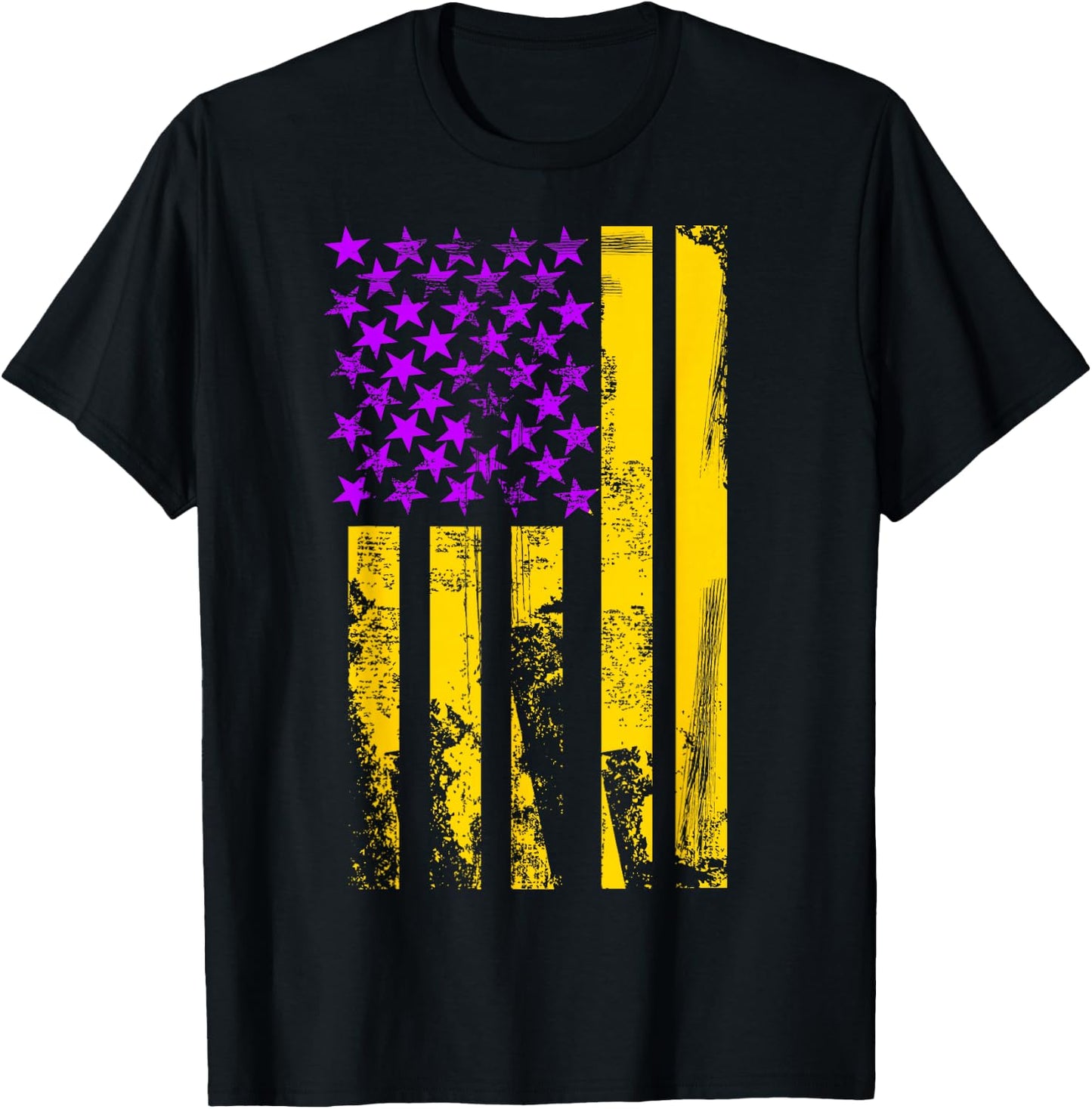 Purple Gold USA American Flag Patriotic T-Shirt - T-Shirt | Black