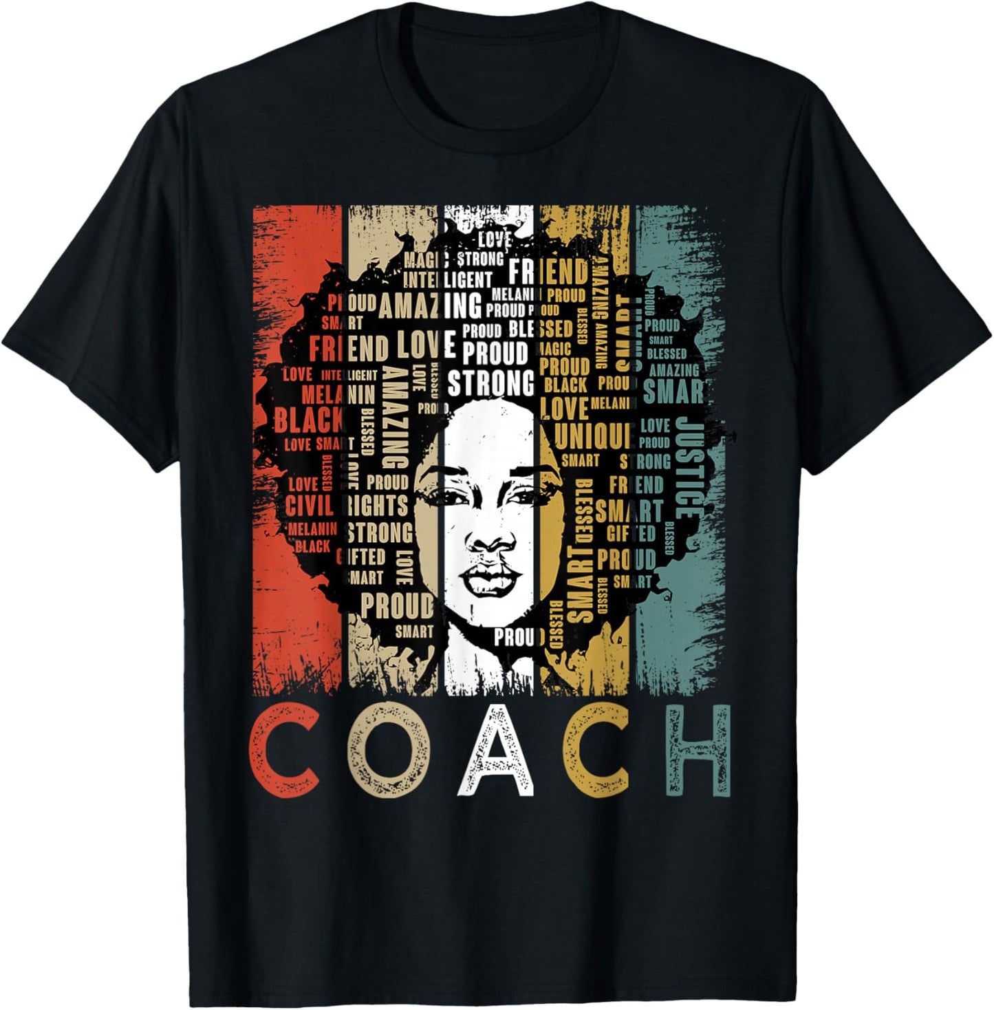 Coach Afro African American Women Black History Month T-Shirt - T-Shirt | Black